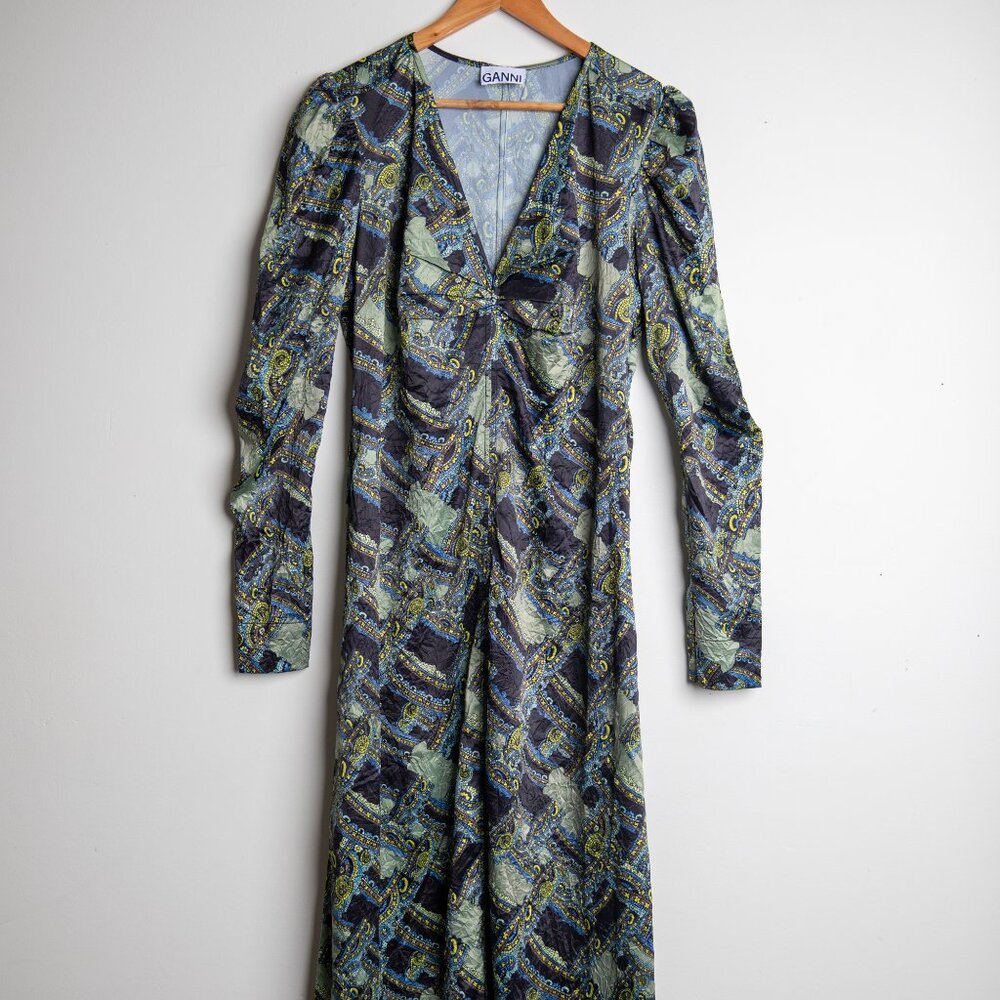 Multicolor Ganni Dress Long sleeve with slit